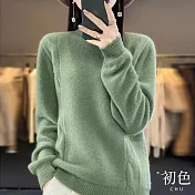 【初色】純色簡約半高領長袖打底內搭毛衣針織衫針織上衣女上衣-共5色-32013(F可選) F 綠色