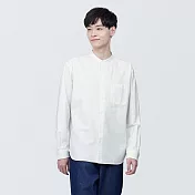 【MUJI 無印良品】男有機棉水洗牛津布立領長袖襯衫 M 白色