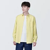 【MUJI 無印良品】男有機棉水洗牛津布扣領長袖襯衫 XL 淺黃