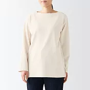 【MUJI 無印良品】女有機棉粗織船領長袖T恤 L 原色
