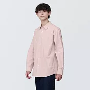【MUJI 無印良品】男水洗平織布長袖襯衫 L 淺粉