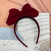 【卡樂熊】素色麂皮蝶結造型髮箍(兩色)- 紅色