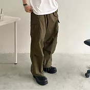 【AMIEE】日系復古簡約寬鬆工裝褲(男裝/KDPY-Q54) XL 綠色