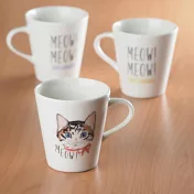 【小倉陶器】MEOW 可愛貓咪陶瓷馬克杯310ml ‧ 三花貓