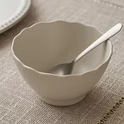 【日本小倉陶器】美濃燒 優雅花邊 陶瓷餐碗13cm ‧ 白