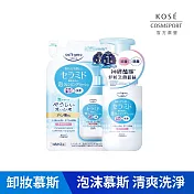 【KOSE SOFTYMO 絲芙蒂】神經醯胺卸妝洗顏慕絲(瓶裝200ml+補充包180ml)