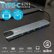 aibo TX8 Type-C 鋁合金八合一多功能影音 智慧擴充器