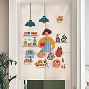 【EZlife】個性防油煙布藝廚房半門簾(85x120cm) A款
