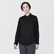 【MUJI 無印良品】女嫘縈混聚酯纖維標準領長袖套衫 XS 黑色