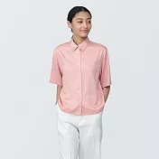 【MUJI 無印良品】女嫘縈混聚酯纖維標準領短袖襯衫 M 淺粉