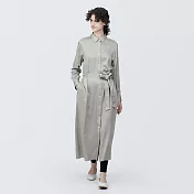 【MUJI 無印良品】女嫘縈混聚酯纖維長袖洋裝 M 淺灰