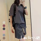 【Lockers 木櫃】夏季新款時尚休閒運動兩件套裝 L113030104 F 灰色F