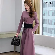 【AMIEE】氣質時尚修身小性感2件套(KDAY-540) XL 藕紫