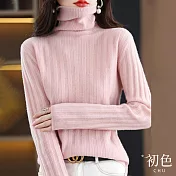 【初色】高領純色壓條長袖毛衣針織衫上衣女上衣-共6色-32917(F可選) F 粉色