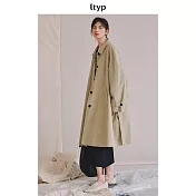 ltyp旅途原品 100%長絨棉時尚外套 文藝百搭廓形風衣女春 M L L 暗霧灰綠