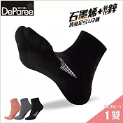 蒂巴蕾 石墨烯氧化鋅消臭足弓短1/2女襪 M (對角) 黑色