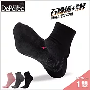 蒂巴蕾 石墨烯氧化鋅消臭足弓短1/2女襪 M (拚條) 黑色