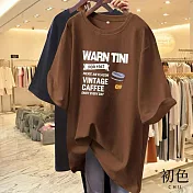 【初色】休閒寬鬆透氣大碼卡通印花圓領短袖T恤女上衣-(多款可選) 2XL F.咖啡色