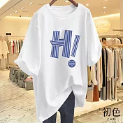 【初色】休閒寬鬆透氣大碼卡通印花圓領短袖T恤女上衣-(多款可選) 2XL G.白色