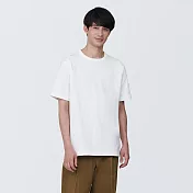 【MUJI 無印良品】男有機棉水洗粗織圓領短袖T恤 S 白色