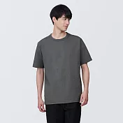 【MUJI 無印良品】男有機棉水洗粗織圓領短袖T恤 S 深灰