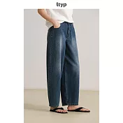 ltyp旅途原品 100%棉重磅雙紗牛仔褲 百搭休閒闊腿蘿蔔褲女-不慌 MLXL L 復古藍-環保水洗