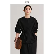 ltyp旅途原品 400G高級極簡羊毛外套 鬆弛隨性時尚收腰上衣女春季 ML M 經典黑