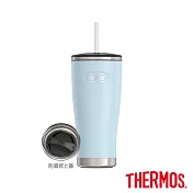 【THERMOS膳魔師】不鏽鋼真空吸管隨行瓶710ml(附替換保溫上蓋) (IS111CBL) 藍色