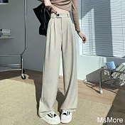 【MsMore】 西裝褲新款垂感直筒闊腿長褲# 121021 XL 卡其色
