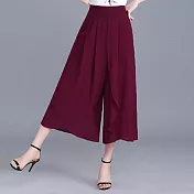 【AnZa】輕薄涼感雪紡闊腿褲裙 (4色)    2XL 酒紅