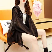 【MsMore】 大碼冰絲雪紡透氣防曬長袖中長款繡花寬鬆襯衫輕薄款外套# 121183 L 黑色