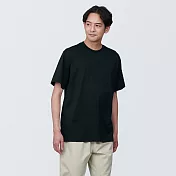 【MUJI 無印良品】男棉混天竺圓領短袖T恤 S 黑色