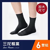 【SunFlower三花】三花大尺寸無痕肌紳士休閒襪.襪子(6雙組) 黑