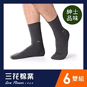 【SunFlower三花】三花無痕肌休閒運動襪.襪子(6雙組)_ 鐵灰/灰字