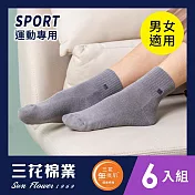 【SunFlower三花】三花無痕肌1/2毛巾底運動襪(6雙組) 中灰
