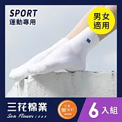 【SunFlower三花】三花無痕肌1/2毛巾底運動襪(6雙組) 黑3白3