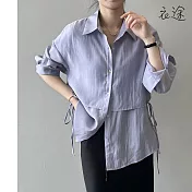 【衣途】設計感綁帶襯衫上衣(KDTY-B930) L 紫色