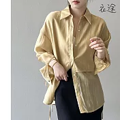 【衣途】設計感綁帶襯衫上衣(KDTY-B930) L 黃色