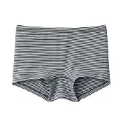 【MUJI 無印良品】女有機棉混彈性平口內褲 S 深灰橫紋
