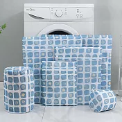 【EZlife】自然印花防纏繞洗衣袋/收納袋(6件組) 藍色方格