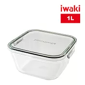 【iwaki】日本品牌耐熱玻璃微波盒-1L 方蓋/兩色任選(原廠總代理) 灰色