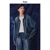 ltyp旅途原品 100%棉重磅雙紗牛仔外套 時尚文藝廓形襯衫女-不慌 ML L 復古藍-環保水洗