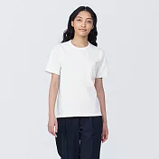 【MUJI 無印良品】女有機棉附口袋圓領短袖T恤 L 白色