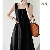 【衣途】設計感無袖連身裙洋裝(KDDY-B772) M 黑色