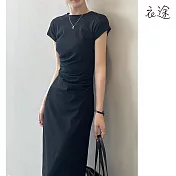 【衣途】法式氣質顯瘦連身裙洋裝(KDDY-B986) M 黑色