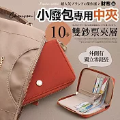 CHENSON 尼龍10卡2鈔中夾 外側附獨立零錢袋 (W24616-O) 橘