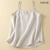 【AMIEE】復古寬鬆棉麻打底背心(KDTY-5810B) XL 麻色
