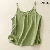 【AMIEE】寬鬆棉麻吊帶打底背心(KDTY-6610) L 綠色