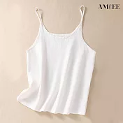 【AMIEE】日系棉麻無袖小吊帶背心(KDTY-8350) 3XL 白色