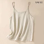 【AMIEE】日系棉麻無袖小吊帶背心(KDTY-8350) 2XL 麻色